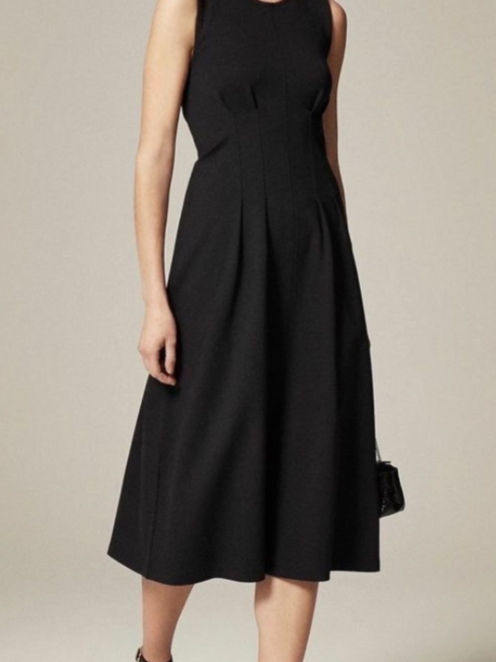 J. Crew Black Nadia Dress in Ponte Sleeveless Midi Sheath Dress NWT